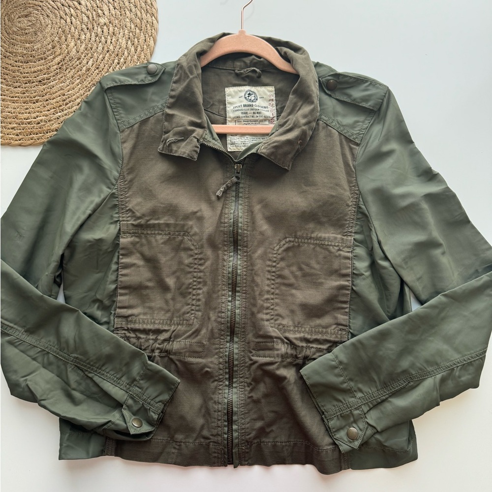 Lucky Brand‎ Olive Green Military Style Jacket Womens Small Cotton